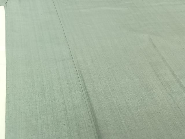 平和屋着物▽本場結城紬 重要無形文化財 単衣 青磁鼠色 正絹 逸品 AABH9765jh