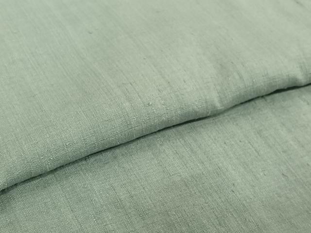 平和屋着物▽本場結城紬 重要無形文化財 単衣 青磁鼠色 正絹 逸品 AABH9765jh