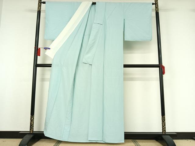 平和屋着物▽上質な色無地 単衣 白藍色 正絹 逸品 AABH9769jh