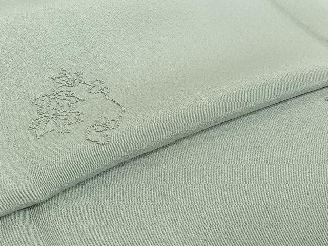 平和屋着物▽無地絵羽訪問着 単衣 中国三大刺繍 相良刺繍 唐草文 白鼠色 正絹 逸品 AABH9772jh