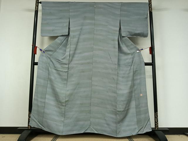 平和屋着物▽に志山染匠 西山謙一 小紋 単衣 霞文 暈し染め 正絹 逸品 AABH9777jh
