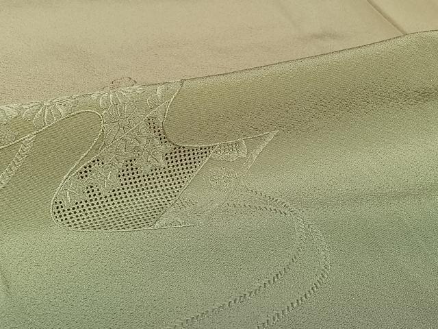 平和屋着物▽訪問着 単衣 中国三大刺繍 汕頭刺繍 スワトウ刺繍 花絵巻文 暈し染め 正絹 逸品 AABH9778jh