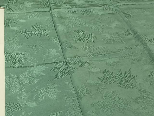 平和屋着物▽上質な色無地 単衣 舞葉地紋 水浅葱色 正絹 逸品 AABH9783jh