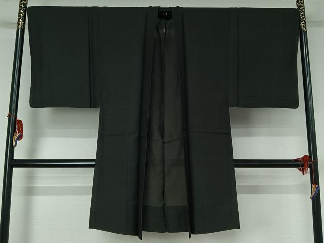平和屋着物▽男性 羽織 スリーシーズン 春夏秋 塵除け 黒地 羽織紐付き 正絹 逸品 AABH9786jh