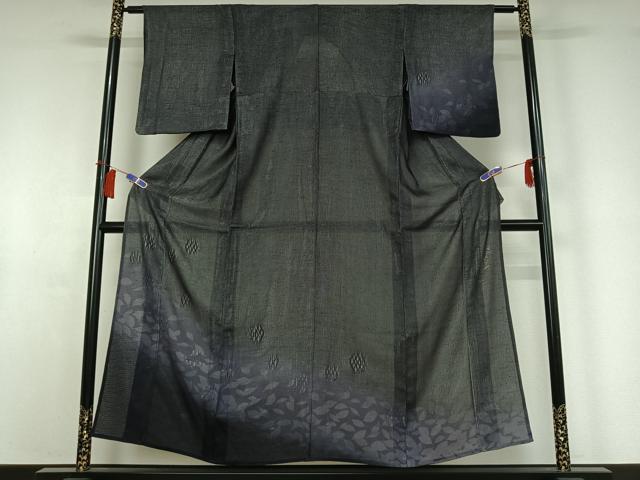 平和屋着物▽室華風　訪問着　無双　紗袷　紗×絽　舞葉文　暈し染め　銀彩　正絹　逸品　AABH9791jh 平和屋着物▽室華風 訪問着 無双 紗袷 紗×絽 舞