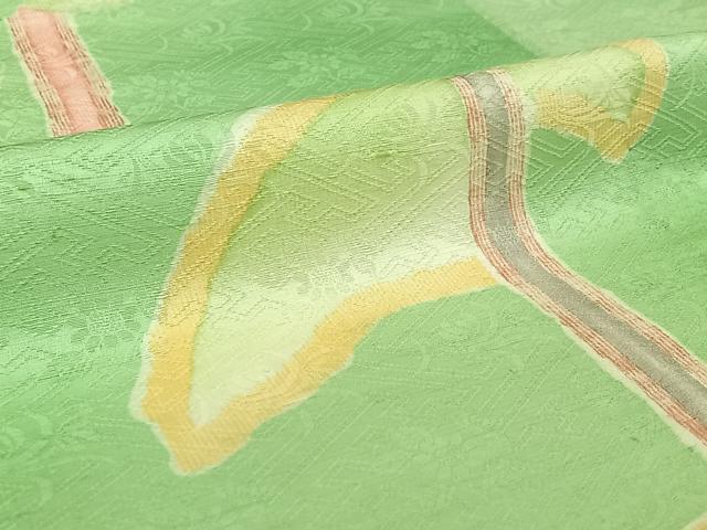 平和屋着物▽訪問着 単衣 紬地 手描き 風景文 ロング丈 正絹 逸品 AABH9795jh