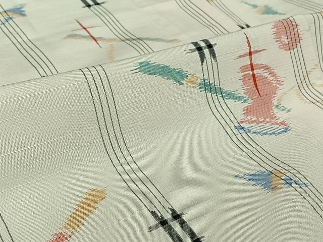 平和屋着物▽上質な紬 単衣 けん玉 独楽 正絹 逸品 AABH9806jh