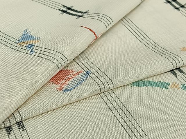平和屋着物▽上質な紬 単衣 けん玉 独楽 正絹 逸品 AABH9806jh