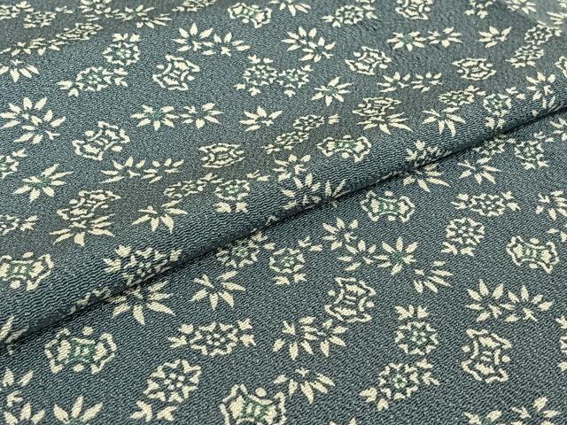 平和屋着物▽上質な小紋 単衣 草花文 鬼しぼ縮緬 正絹 逸品 AABH9825jh