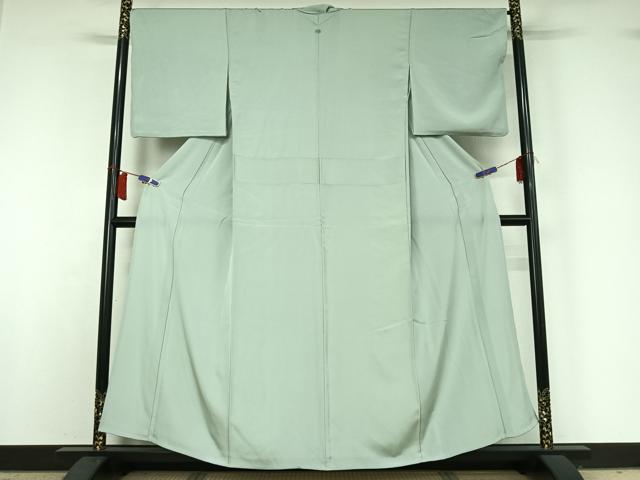 平和屋着物▽上質な色無地 単衣 白緑色 正絹 逸品 AABH9830jh
