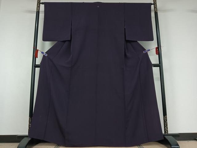 平和屋着物▽上質な色無地 単衣 深紫色 正絹 逸品 AABH9835jh