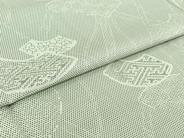 平和屋着物▽上質な紬 単衣 地紙吉祥花文 正絹 逸品 AABH9838jh