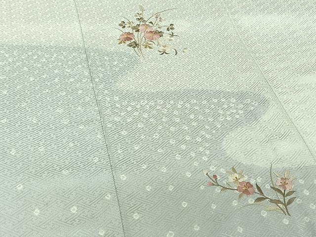 平和屋着物▽訪問着 単衣 総刺繍 絞り 草花文 金糸 正絹 逸品 AABH9839jh