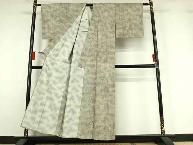 平和屋着物▽上質な紬 単衣 更紗花間道 正絹 逸品 AABH9840jh
