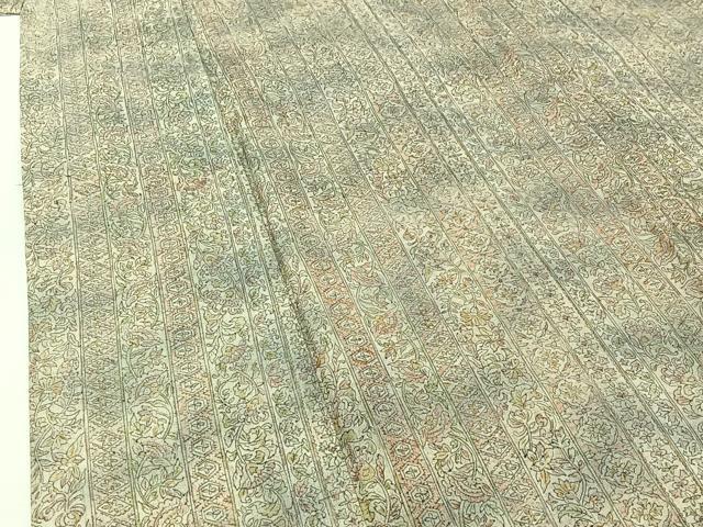 平和屋着物▽上質な紬 単衣 更紗花間道 正絹 逸品 AABH9840jh