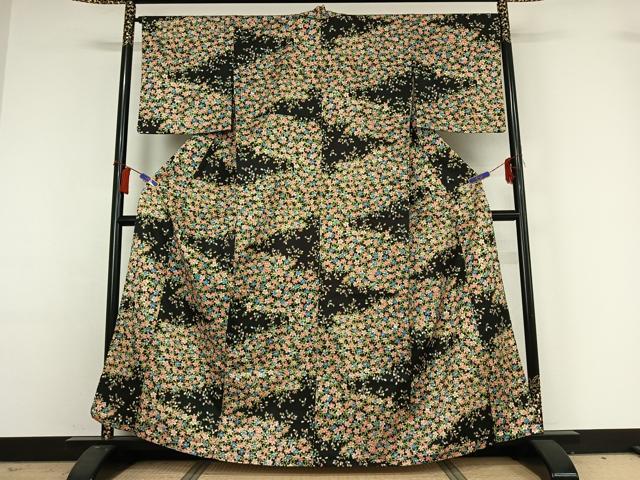 平和屋着物▽小紋 単衣 草花文 洗える着物 AABH9844jh