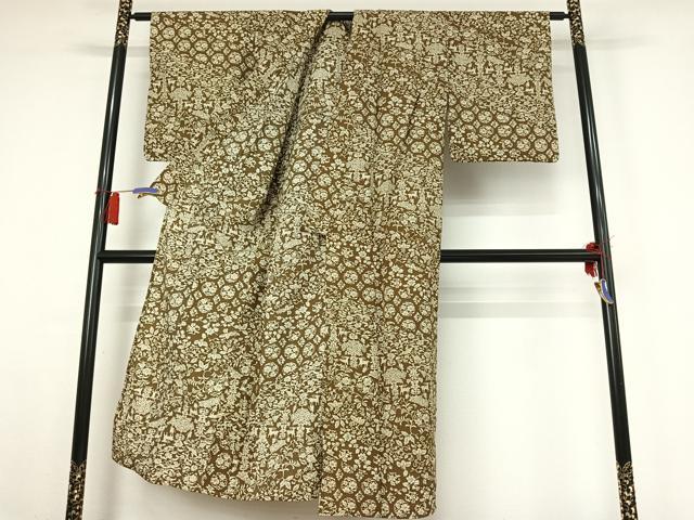 平和屋着物▽小紋 単衣 花蝶文 洗える着物 AABH9848jh