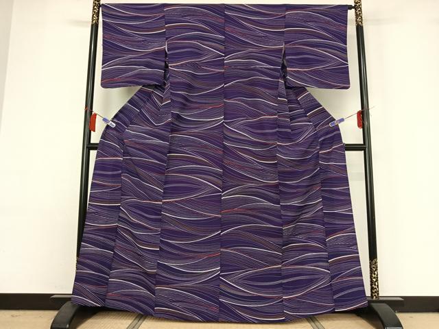 平和屋着物▽小紋 単衣 流水文 洗える着物 AABH9853jh