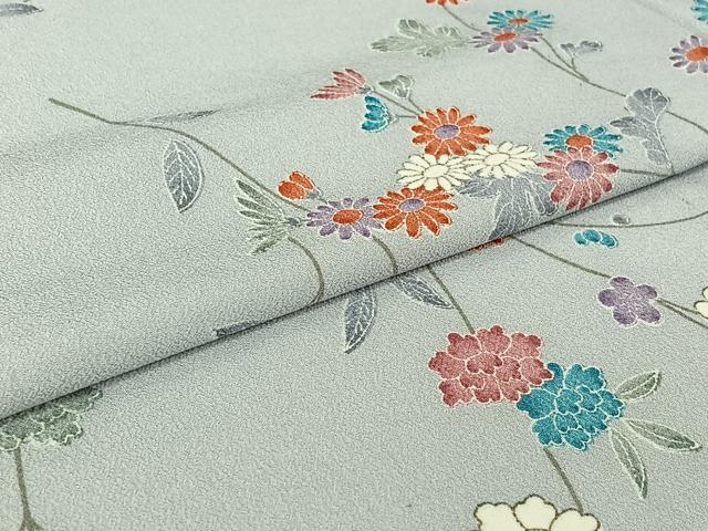 平和屋着物▽小紋 単衣 草花文 洗える着物 AABH9856jh