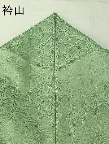 平和屋着物▽色無地 単衣 青海波地紋 薄萌葱色 洗える着物 AABH9863jh