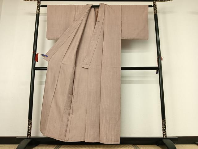 平和屋着物▽上質な色無地 単衣 樹林地紋 灰桜色 正絹 逸品 AABH9867jh