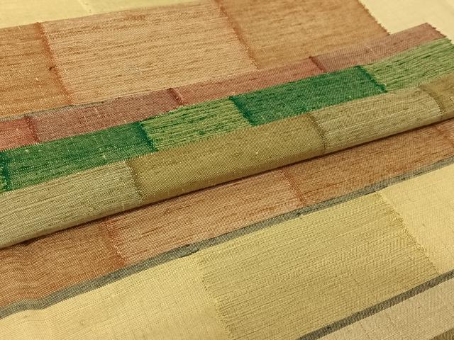 平和屋着物▽能州紬 絲藝苑 上島洋山 訪問着 単衣 横段文 ますいわ屋扱い 正絹 逸品 AABH9872jh