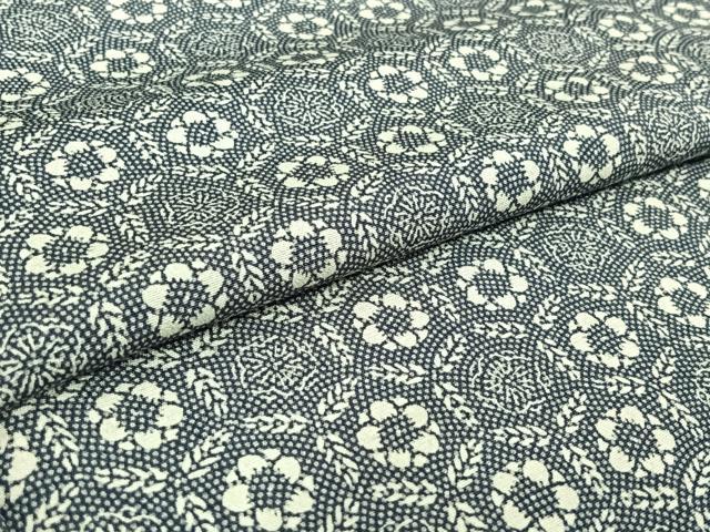 平和屋着物▽上質な小紋 単衣 亀甲花文 正絹 逸品 AABH9874jh