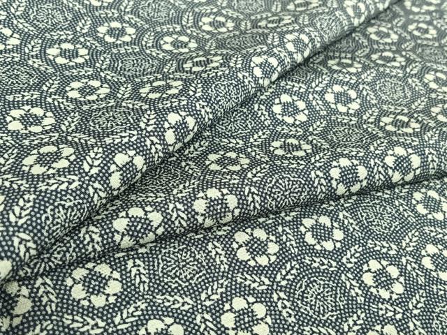 平和屋着物▽上質な小紋 単衣 亀甲花文 正絹 逸品 AABH9874jh