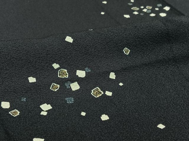 平和屋着物▽上質な小紋 単衣 箔散らし文様 黒地 正絹 逸品 AABH9876jh
