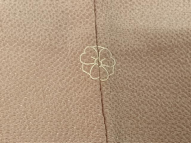 平和屋着物▽上質な色無地 単衣 薄柿色 鬼しぼ縮緬 正絹 逸品 AABH9879jh