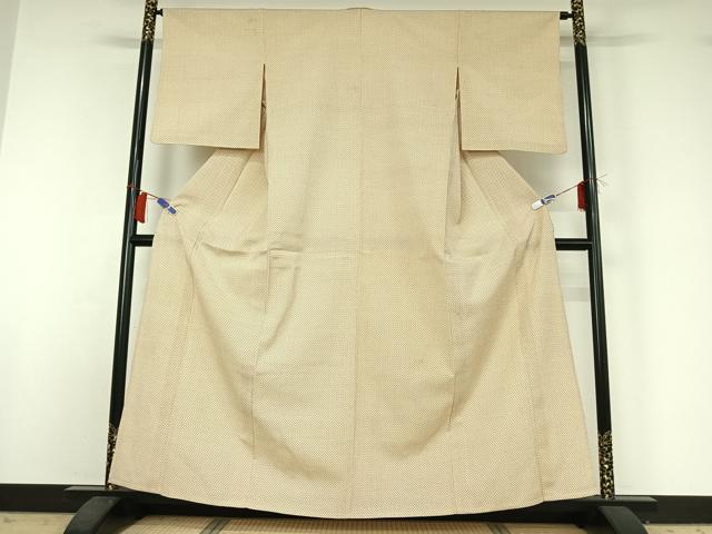 平和屋着物▽本塩沢 単衣 十字絣 正絹 逸品 AABH9881jh