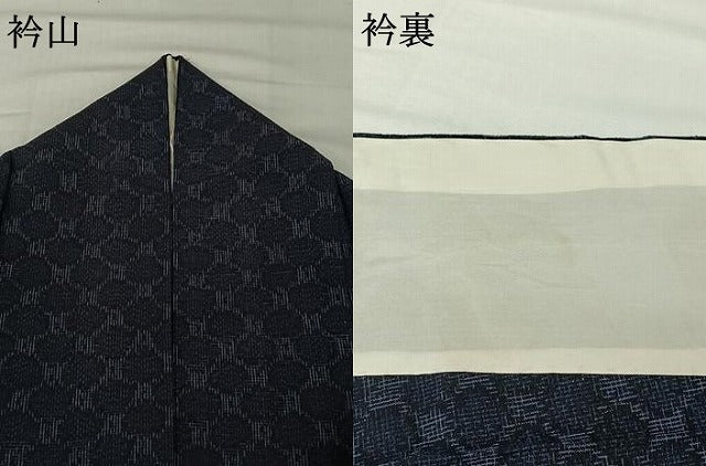 平和屋着物▽上質な紬 単衣 丸文 正絹 逸品 AABH9883jh