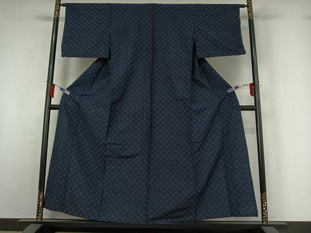 平和屋着物▽上質な紬 単衣 丸文 正絹 逸品 AABH9883jh