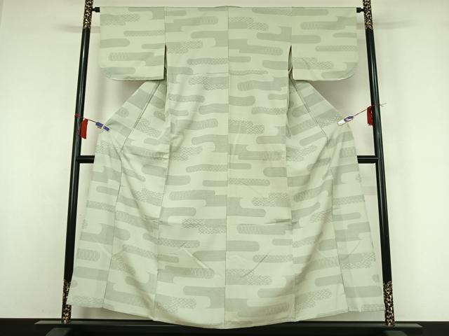 平和屋着物▽本塩沢 単衣 90亀甲 霞文 正絹 逸品 AABH9885jh