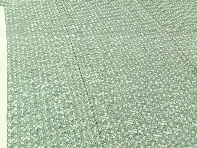 平和屋着物▽上質な小紋 単衣 横段文 正絹 逸品 AABH9889jh