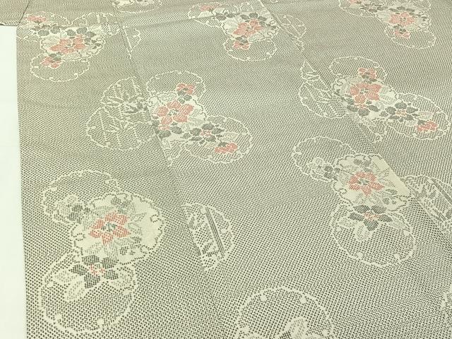 平和屋着物▽本塩沢 単衣 雪輪花文 正絹 逸品 AABH9890jh