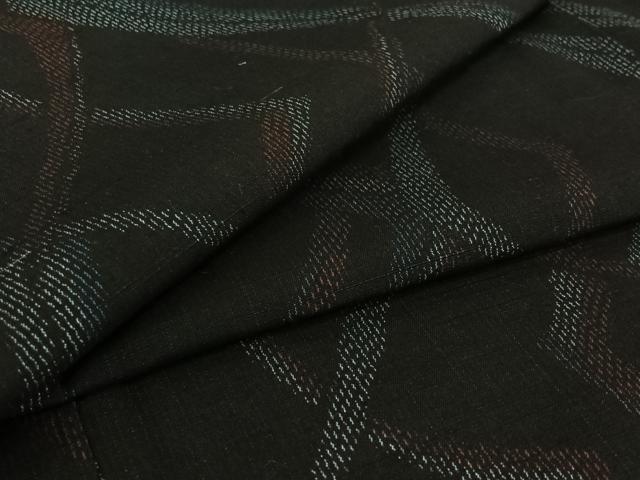 平和屋着物▽上質な紬 単衣 幾何学文様 正絹 逸品 AABH9895jh