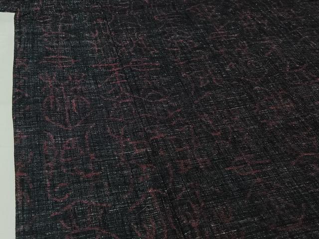 平和屋着物▽結城ちぢみ 単衣 文字文 正絹 逸品 AABH9899jh