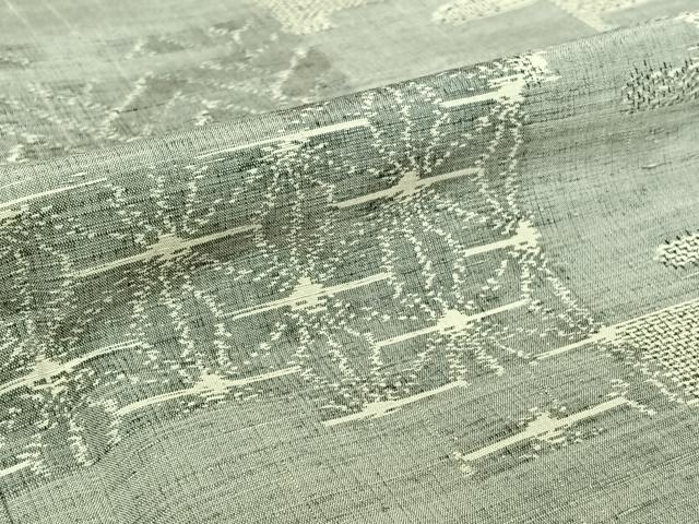 平和屋着物▽上質な紬 単衣 麻の葉間道 正絹 逸品 AABH9901jh