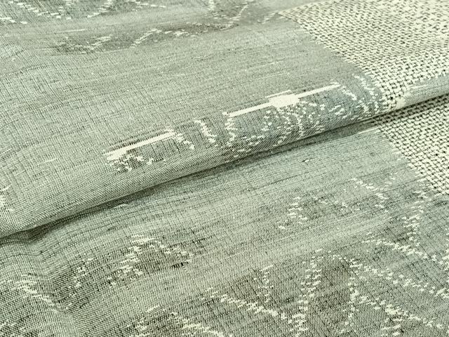 平和屋着物▽上質な紬 単衣 麻の葉間道 正絹 逸品 AABH9901jh