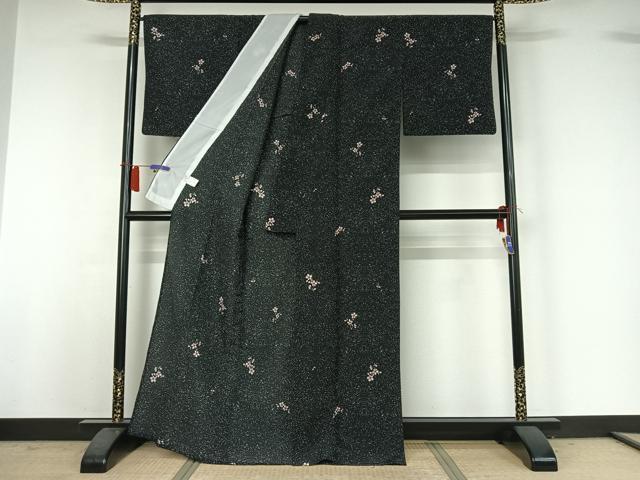 平和屋着物▽小紋 単衣 舞花文 洗える着物 AABH9904jh