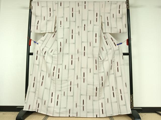 平和屋着物▽小紋 単衣 蚊絣 洗える着物 AABH9907jh