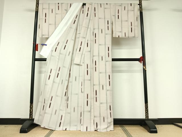 平和屋着物▽小紋 単衣 蚊絣 洗える着物 AABH9907jh