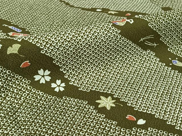 平和屋着物▽小紋 単衣 宝尽くし花文 洗える着物 AABH9911jh