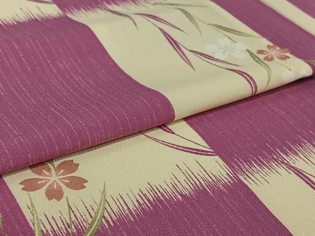 平和屋着物▽小紋 単衣 草花文 洗える着物 AABH9912jh