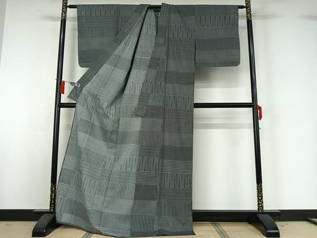 平和屋着物▽小紋 単衣 横段文 洗える着物 AABH9913jh