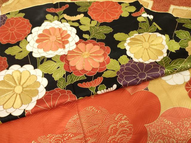 平和屋着物●豪華振袖 駒刺繍 雲重ね吉祥花文 金彩 正絹 逸品 AABM5785ck