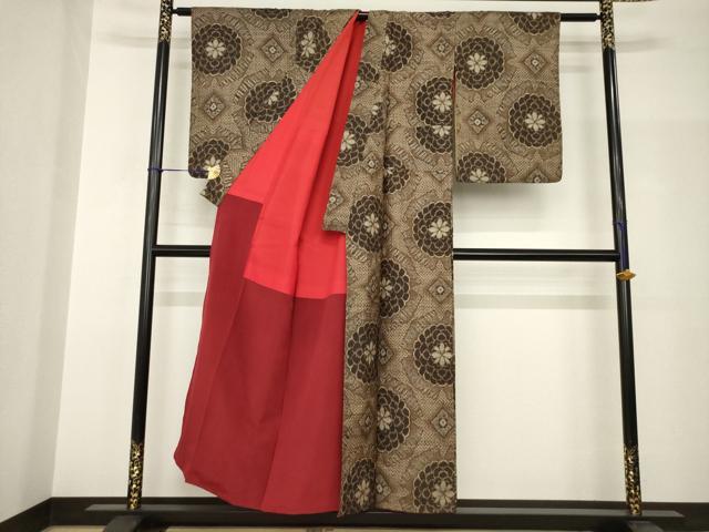 平和屋着物●アンティーク大島 本場大島紬 花菱文 正絹 逸品 AABH9924ck