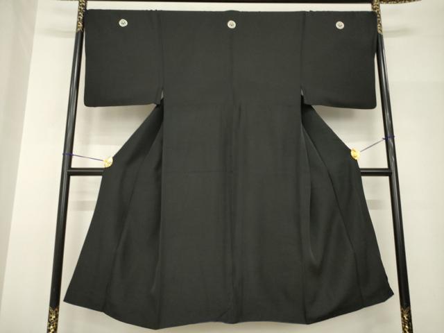 平和屋着物●男性 黒紋付 正絹 逸品 AABH9927ck