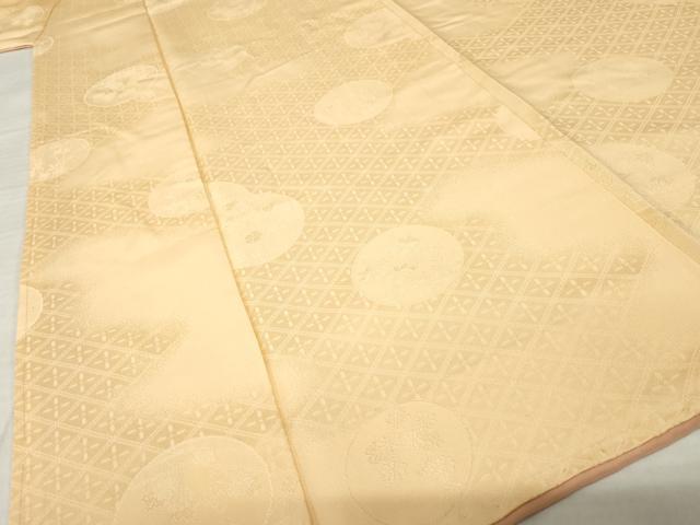平和屋着物●上質な色無地 花丸地紋 淡香色 正絹 逸品 AABH9936ck